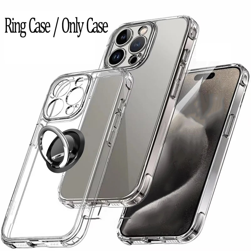Smarsty Transparent Shockproof IPhone Case With Ring Stand -