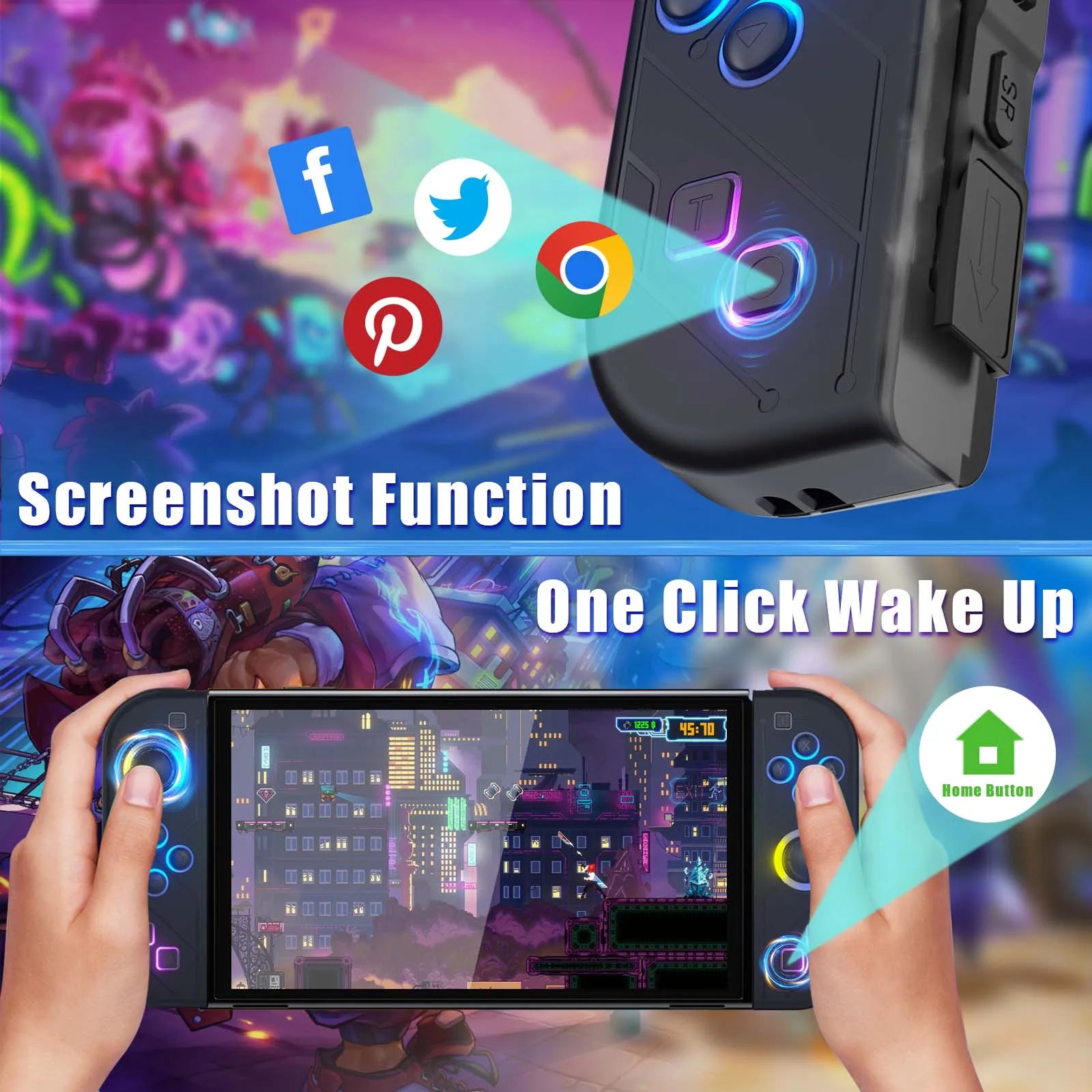 Bluetooth 5.2 Joy Controller with RGB LED for Nintendo Switch - Smarsty