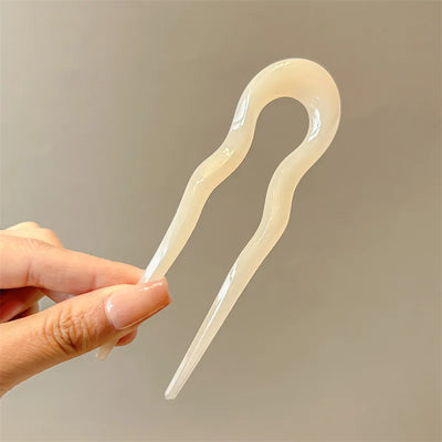 U-Shaped Hair Fork Fashion Tortoiseshell Acetate Acrylic Hairpin Geometric Headwear Hair Sticks Women Girls Hair Accessories - Smarsty