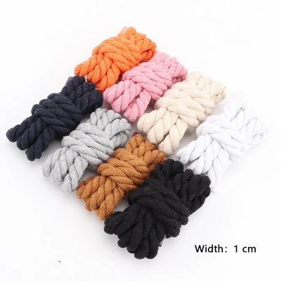 Quality Round Shoelaces Colorful 1CM Thicker Cotton Shoelace Running Sneakers Laces 1Pair 100/120/140CM Boots Shoe laces Shoes - Smarsty
