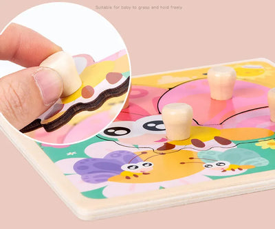 Baby Toys Montessori Wooden Puzzles Children Toys Hand Grab Board Animals Cognition Educational Learning Toys For Kids 1-3 Years by Smarsty