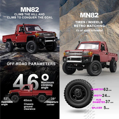 MN82 4WD RC Off-road Vehicle 1/12 LC79 Pickup Climbing Car with LED Lights Full Size Simulation RC Climbing Car Boy Toy Car - Smarsty