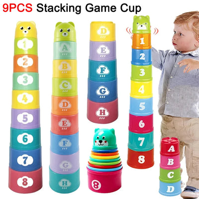 Stacking Game Cup Children Board Game Hand Speed Competition Fold Cup with Numbers Letters Shapes Early Education Puzzle Toy - Smarsty