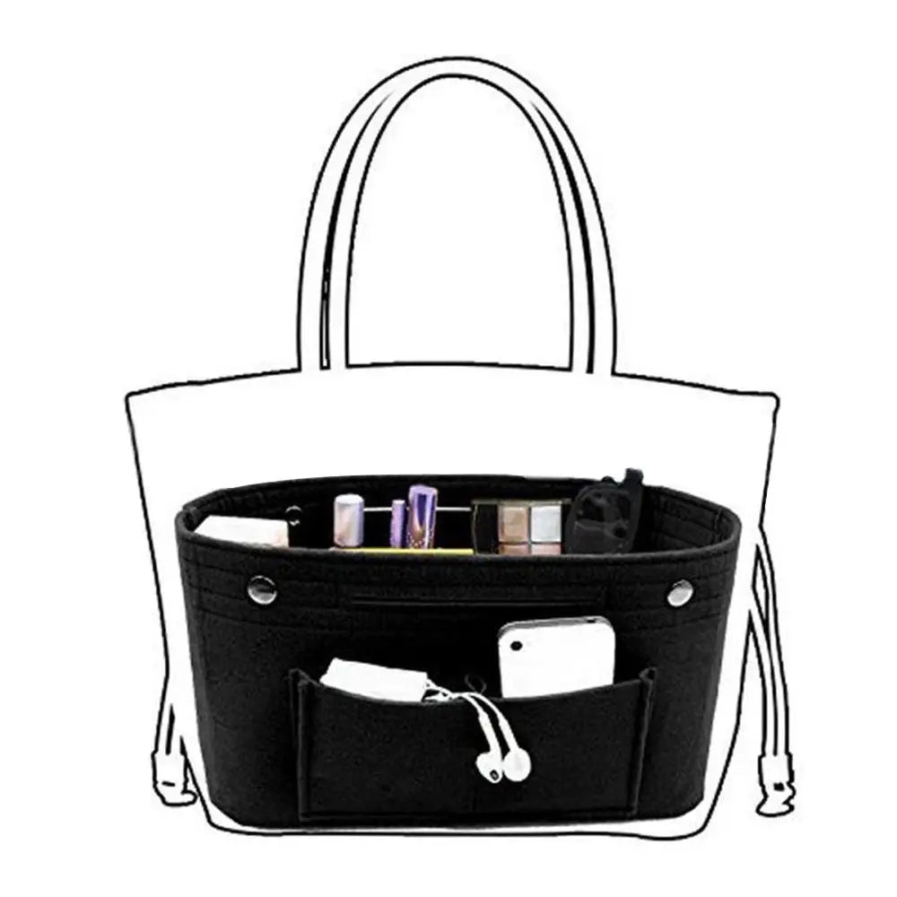 Women's Organizer Handbag Felt Travel Bag Insert Liner Purse Organiser Pouch