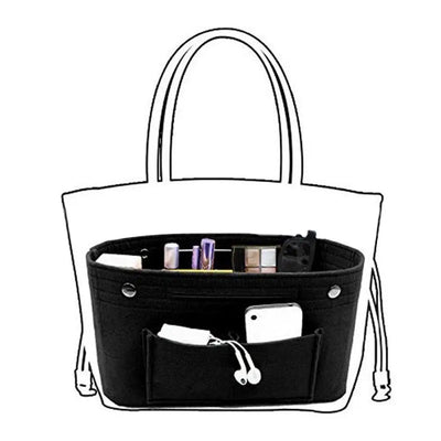 Women's Organizer Handbag Felt Travel Bag Insert Liner Purse Organiser Pouch - Smarsty