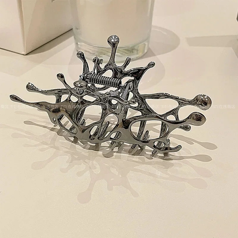 Large Metal Claw Clips For Women Strong Hold Silver - Smarsty