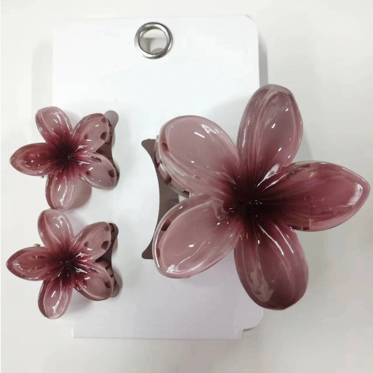 Pack Of 3 Flower Claw Clips Beach Summer Hair Accessories - Smarsty