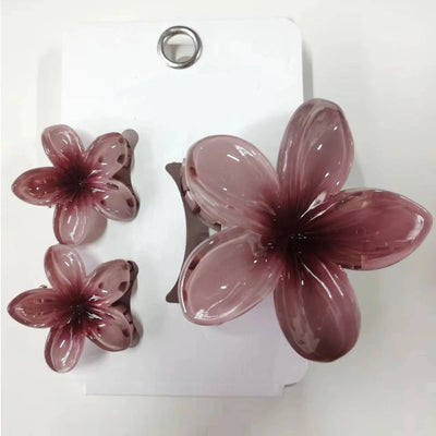 Pack Of 3 Flower Claw Clips Beach Summer Hair Accessories - Smarsty