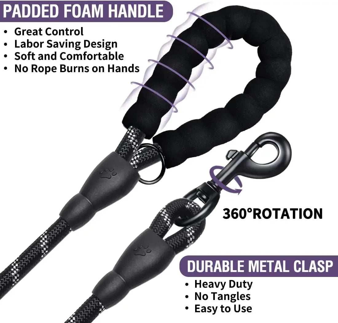 Reflective Dog Leash for All Sizes with Breakaway Feature - Smarsty