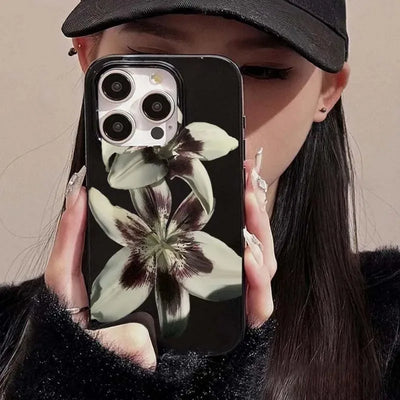 Orchid Print Shockproof Phone Case for iPhone 7 to 16 - Smarsty