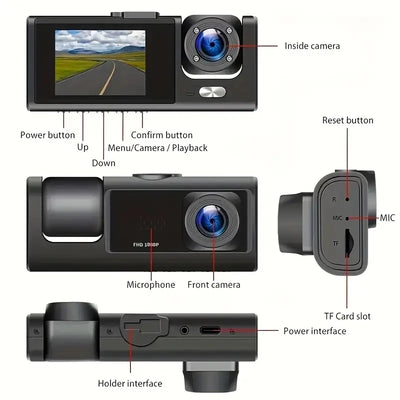 1080P Car Dash Cam Front Rear Night Vision Recording - Smarsty