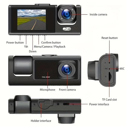 1080P Car Dash Cam Front Rear Night Vision Recording - Smarsty