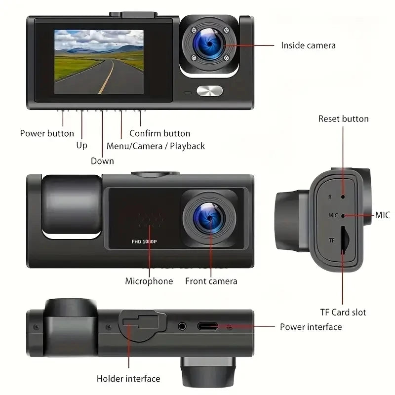 1080P Car Dash Cam Front Rear Night Vision Recording - Smarsty
