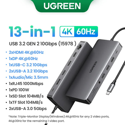 USB C Hub PowerDelivery Docking Station 4K Dual HDMI