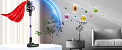 500W/55KPA Self-Standing Cordless Vacuum Cleaner,60 Mins Handheld Vacuum Cleaners,Smart LED Screen Vacuum for Carpet/Pet Hair - Smarsty