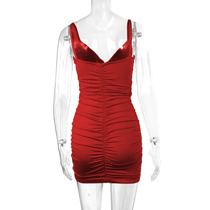 Women's Sexy Spaghetti Strap Bodycon Short Dresses,Mini Dress,Red Dresses,Woman Clothing,New In Dress,Party Dress,Clothes - Smarsty