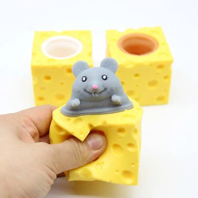 Stress-relieving Pet Cheese Mouse Cheese Pinch Fun Stress Ball Vent Squirrel Cup Prank Toy Fidget Toys - Smarsty