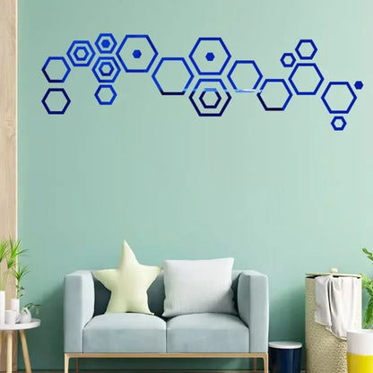 24pcs 3D Hexagonal Mirror Wall Stickers for Home Decor - Smarsty