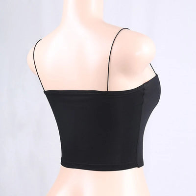 2024 New Fashion Women Spaghetti Strap Crop Top Sexy Bodycon Sleeveless Cami Tube Top Basic Plain Camisole - Smarsty