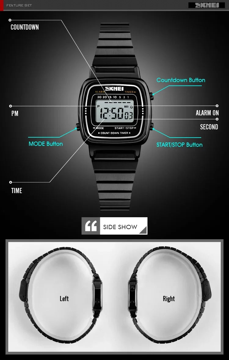SKMEI 1901 Luxury Waterproof Digital Women's Watch - Smarsty