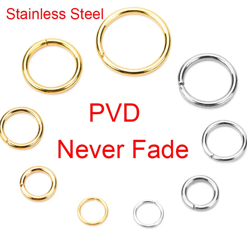 Stainless Steel PVD Open Jump Rings 100pc Mixed Sizes - Smarsty