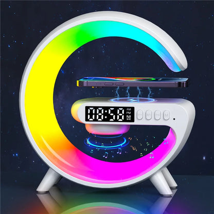 Wireless Charger Pad Stand With RGB Night Light Alarm Clock - Smarsty