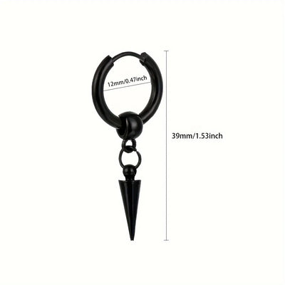 Fashion Stainless Steel Cone Pendant Earrings for Men - Smarsty