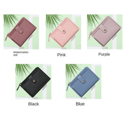 Ladies Fashion Solid Color Multi-slot Card Holder / Mini PU Leather Wallet - Smarsty