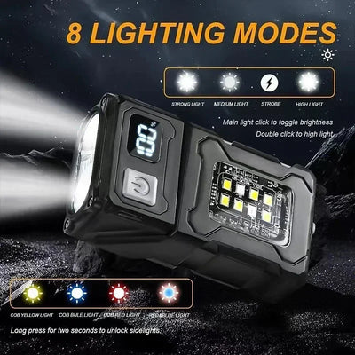 2/1Pcs Portable Flashlight Super Bright MINI USB Rechargeable LED Tail MagnetTorch with COB Emergency Light for Camping Hiking by Smarsty