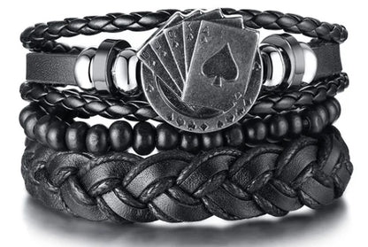 Braided Leather Bracelets for Men with Vintage Charms - Smarsty