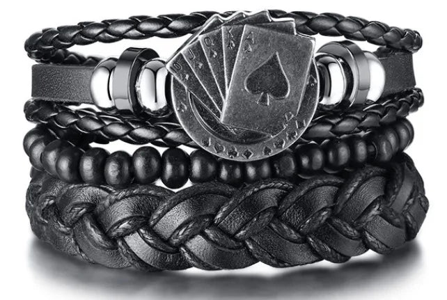 Braided Leather Bracelets for Men with Vintage Charms - Smarsty
