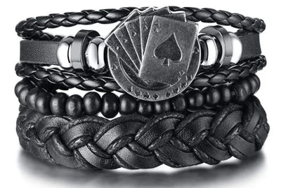 Men’s Leather Braided Bracelets Vintage Ethnic Wristband - Smarsty