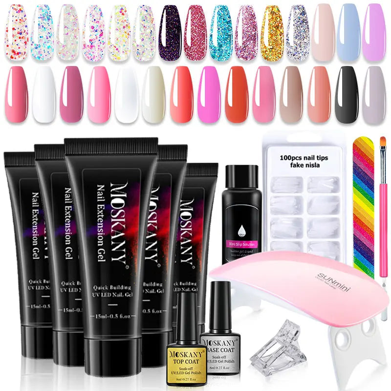 Poly Nail Gel Set With 6W LED Lamp For Beginners - Smarsty