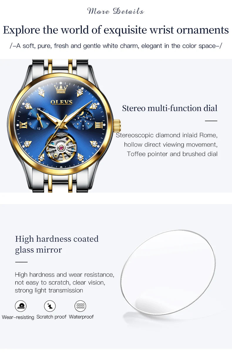 OLEVS Womens Automatic Mechanical Watch Waterproof Stainless Steel - Smarsty