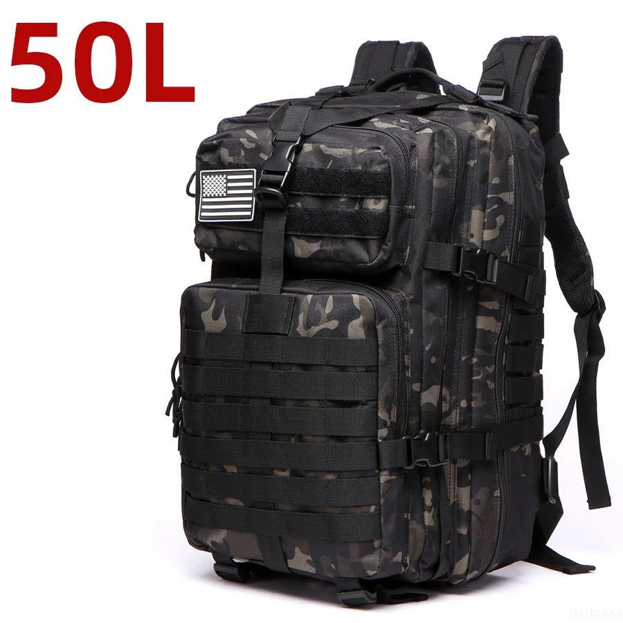 25L/50L Sturdy Nylon Waterproof Tactical Sports Trekking Fishing Hunting Camping Hiking Bag Backpack Outdoor Rucksacks - Smarsty