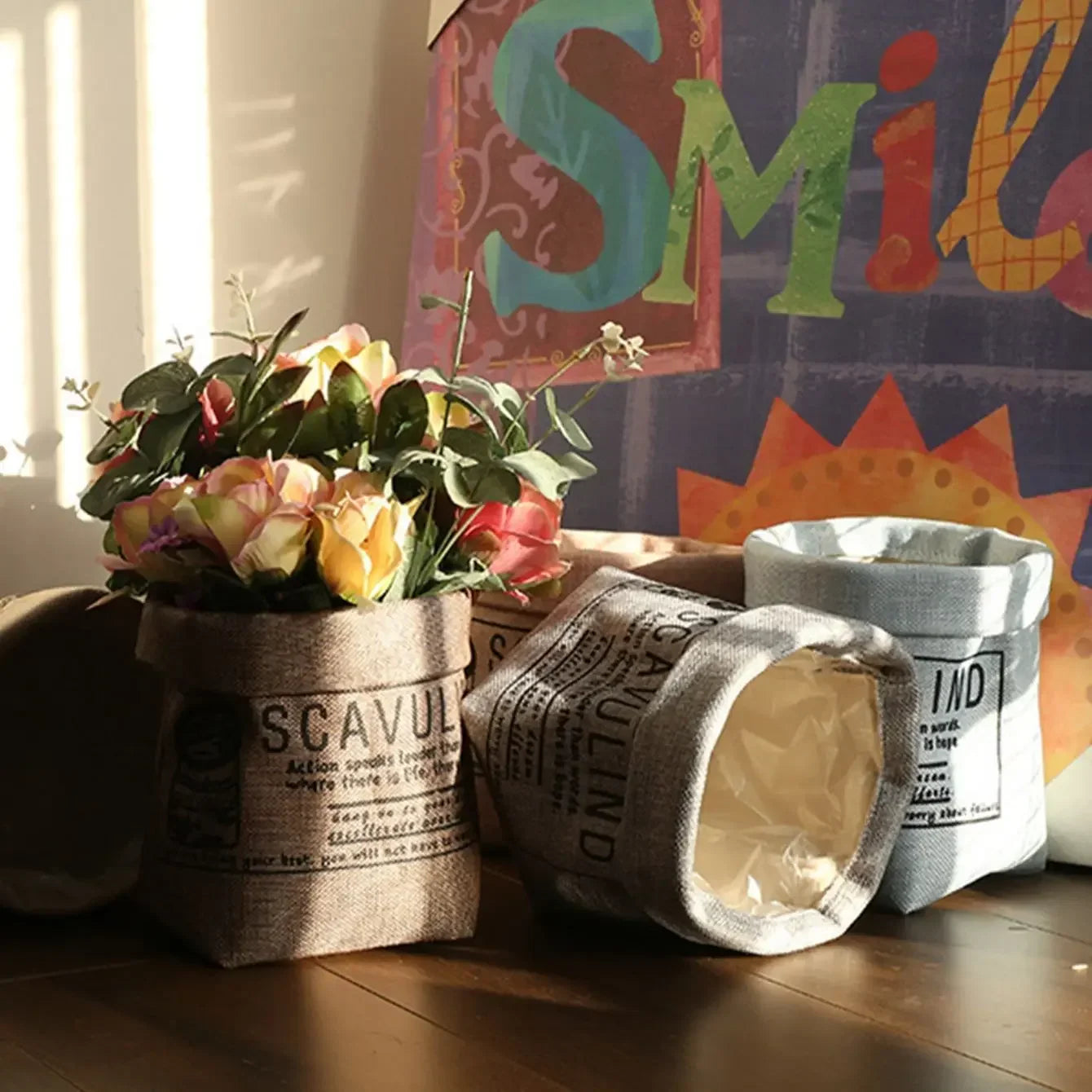 1pc-Nordic Flower Pot Ins Kraft Paper Creative Fabric Flower Pot Set Living Room Potting Flower Pot Decoration Home Flower Pot