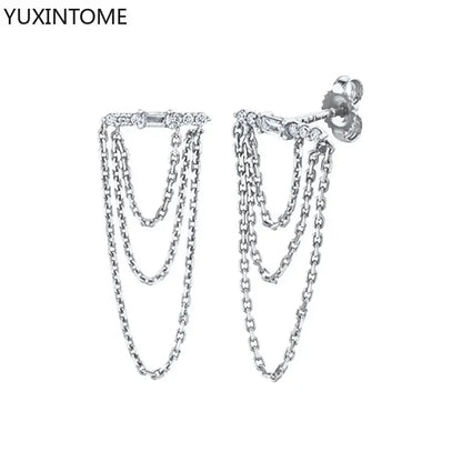 925 Sterling Silver Hoop Earrings White Crystal Luxury - Smarsty