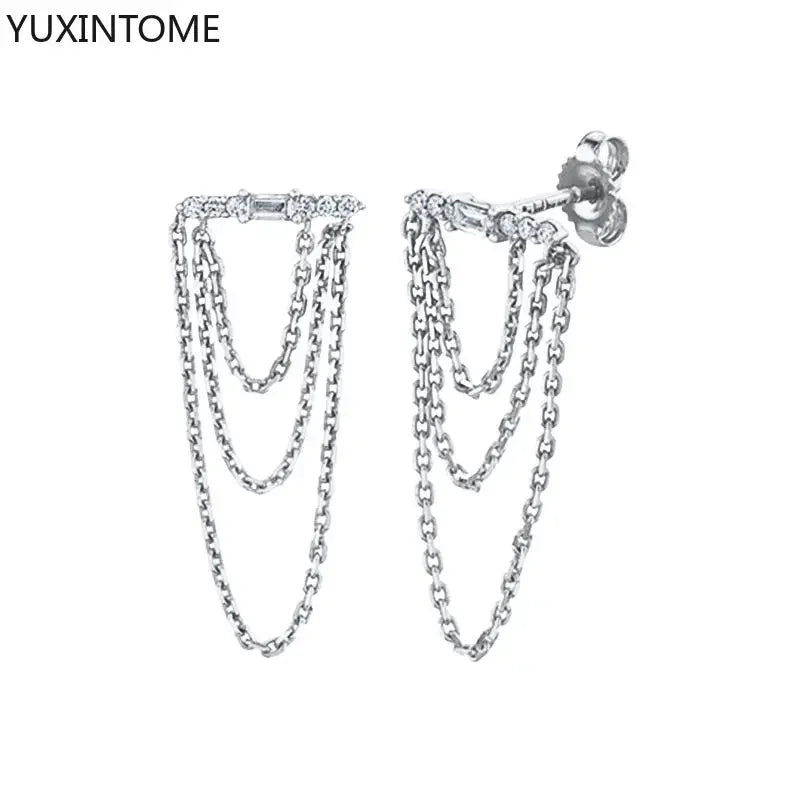 925 Sterling Silver Hoop Earrings White Crystal Luxury - Smarsty
