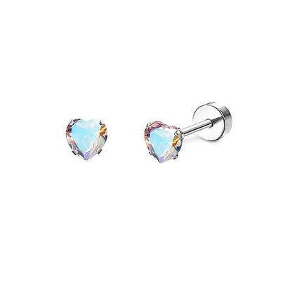 Stainless Steel Heart Moon Ear Studs Screw Back Cartilage - Smarsty