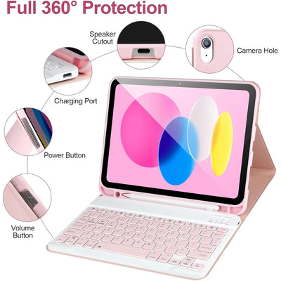 Keyboard Case For iPad 10th Gen 2022 10.9inch,Detachable Bluetooth Keyboard Cover For iPad 11 11inch A16 2025 With Pencil Holder