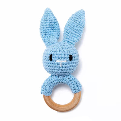 Baby Crochet Rattle Wooden Teether Toy BPA Free Wood Rodent Rabbit Rattle Baby Mobile Play Gym Newborn Educational Music Toys by Smarsty