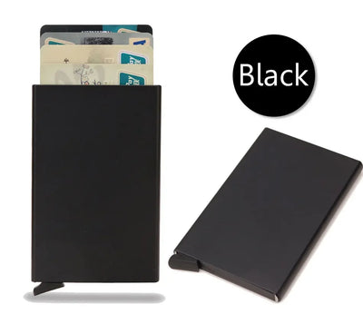 Rfid Credit Card Holder Metal Thin Slim Smart Wallet Men Women Wallets Pop Up Minimalist Small Black Purse Mini Walets for Men - Smarsty