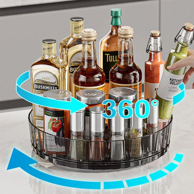 Rotating Tray Spice Rack Pantry Cabinet Turntable With Base Storage Bin Kitchen Organizer For Seasoning Cosmetic Storage Box by Smarsty