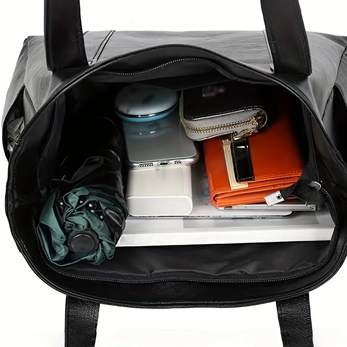 Vintage Large Capacity Tote Bag Vegan Leather For Commute - Smarsty