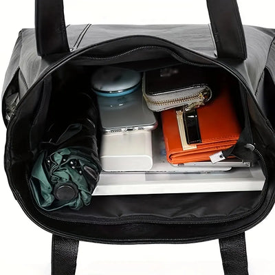 Vintage Large Capacity Tote Bag Vegan Leather For Commute - Smarsty