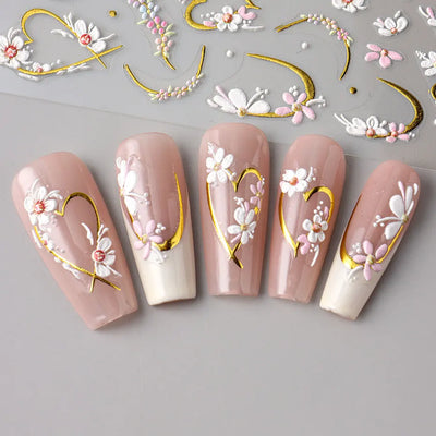 5D Kawaii Floral Nail Stickers for Wedding Decor - Smarsty