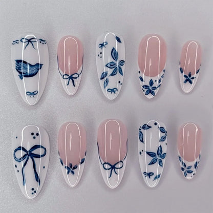 24pcs Flower Design Fake Nail Tips Full Cover - Smarsty