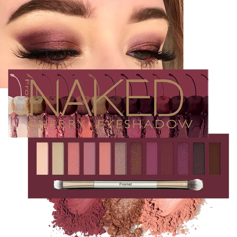 12-color eyeshadow palette, mirror packaging, pearlescent shimmer, stage makeup effect, long-lasting, easy to apply, waterproof