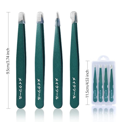 Colorful Stainless Steel Eyebrow Tweezers Set for Precision Hair Removal - Smarsty