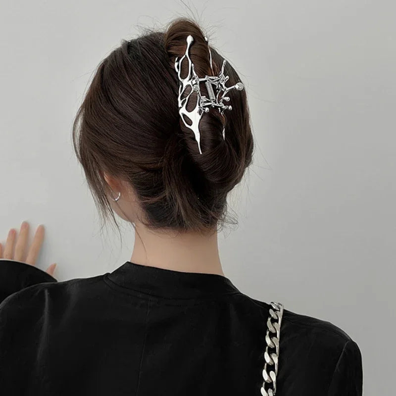 Large Metal Claw Clips For Women Strong Hold Silver - Smarsty